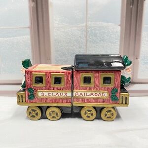 Vtg 1993 Omnibus Santa Claus Railroad Sugar Creamer Train Set Rare